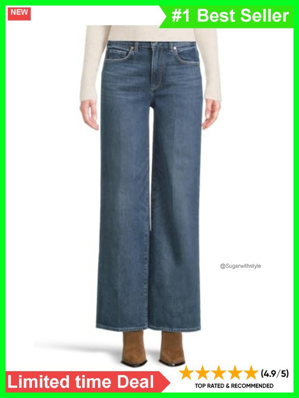 High Rise Wide Leg Seamed Belt Loops Organic Cotton Jeans